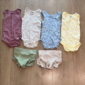 Carter's Baby Girls' Sleeveless Ribbed One-Piece Bodysuits - Multi Color Set